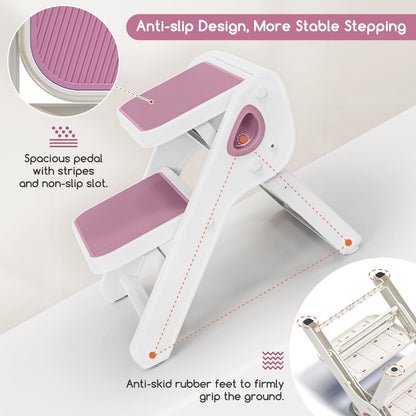MoreFeel Foldable Toddler Step Stool for Bathroom Sink - 2-Step Kids Stool for Potty Training, Kitchen Counter & Bedroom, Sturdy Non-Slip Child Safety Stool Helper
