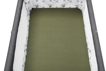 Bassinet Sheet Set 2 Pack Snug Fitted Bedside Sleeper Bassinet Sheets, Stretchy Ultra Soft, Unisex Boy Girl, Light Blue & Dinosaur