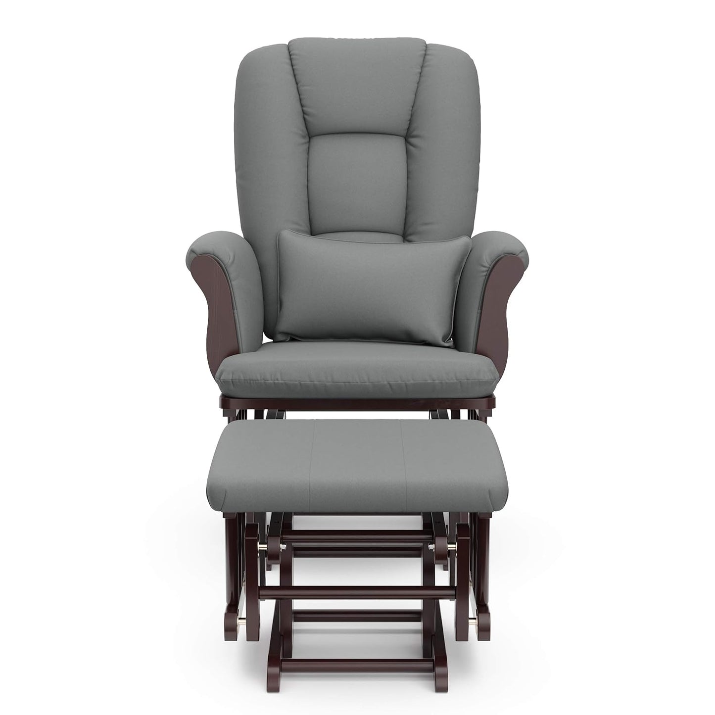 Storkcraft Tuscany Glider with Ottoman (Black/Gray) — GREENGUARD Gold Certified, Bonus Lumbar Cushion Included, Solid Wood Base, Smooth Motion, Award-Winning Nursery Rocking Chair, Glider and Ottoman