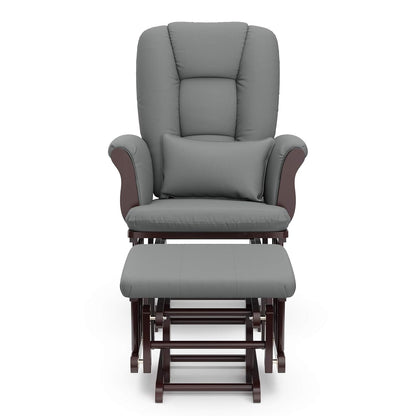 Storkcraft Tuscany Glider with Ottoman (Black/Gray) — GREENGUARD Gold Certified, Bonus Lumbar Cushion Included, Solid Wood Base, Smooth Motion, Award-Winning Nursery Rocking Chair, Glider and Ottoman