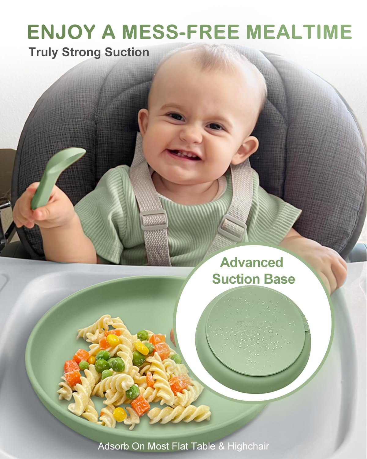 Classic Toddler Plates with Suction (3 Pack), Non Toxic & BPA Free Silicone Suction Plates for Baby Toddler Kids, Non Slip Baby Dinner Dishes Microwavable & Dishwasher Safe