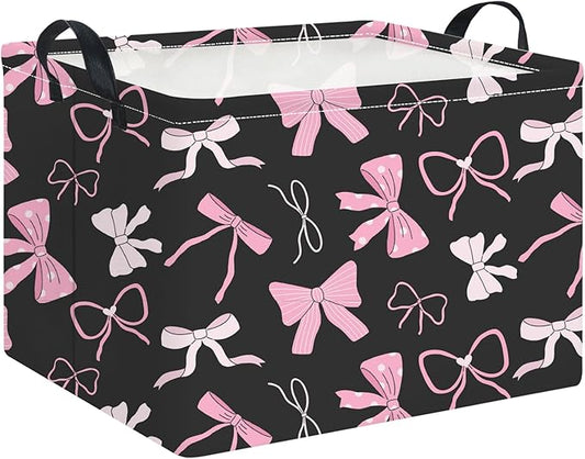 Rectangle Storage Basket with Handles,Collapsible Storage Bin,Books Box,Gift Basket(Bowknot)