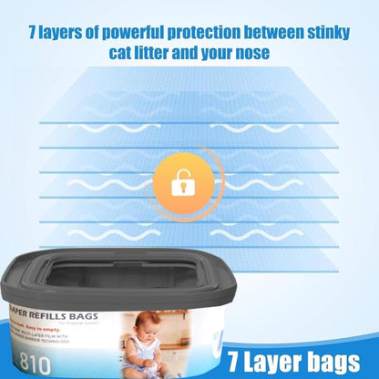 Jumbo Square Refills Disposal Bags Refill Compatible with Diaper Genie Compact and Select Pails(Not Fit Classic Version Pails),with Continuous Film,HoldUp to 810 Newborn-Sized Diapers Per Refill,4Pack