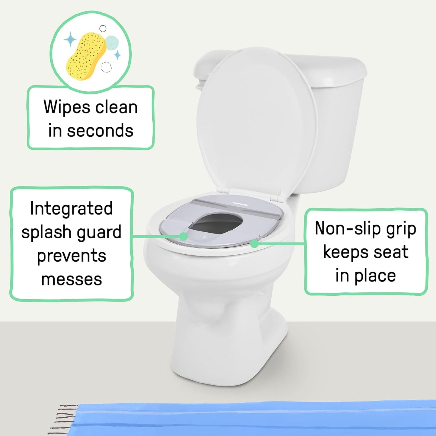 Ingenuity My Travel Potty, 2-in-1 Baby and Toddler Portable Potty Seat & Potty Ring, Lightweight Foldable, Includes Travel Bag & 3 Disposable Liners, Neutral