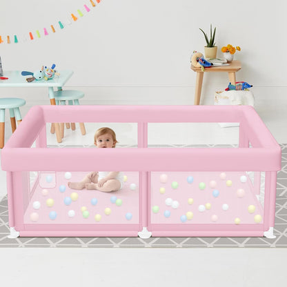 Hiaksedt Baby Playpen 50x50 Inch, Play Pens for Babies and Toddlers Baby Fence Play Yards for Indoor & Outdoor with Breathable Mesh Anti-Fall Playpen