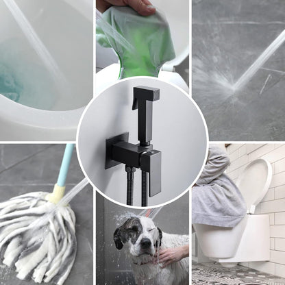 SHAMANDA Handheld Bidet Sprayer for Toilet, Stainless Steel Baby Cloth Diaper Sprayer Kit, Bathroom Toilet Bidet Attachment Set for Bathing Pets Feminine Hygiene, Matte Black BDS01-7