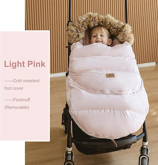 HOUSBAY Baby Stroller Bunting Bags Stroller Footmuff Universal Sleeping Bag Winter Outdoor Hooded Bunting Bag Windproof and Water-Resistant Suitable Below 5 ℃
