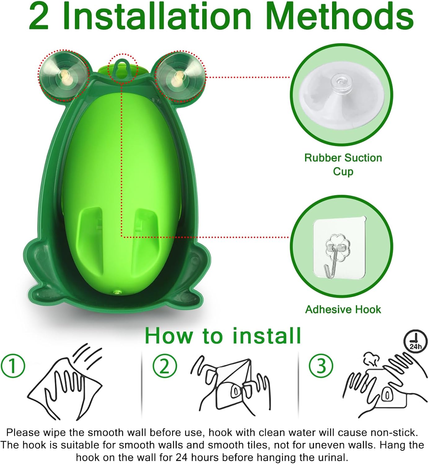 Soraco Cute Frog Potty Training Urinal for Boys with Funny Aiming Target, Toddler Urinals for Potty Training (Green)