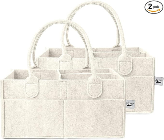 Mr. Pen- Baby Diaper Caddy Organizer, 2 Pack, Beige, Baby Caddy Organizer with Handle, Compact Size, Collapsible & Portable