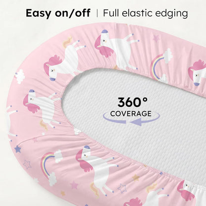 Baby Bedside Bassinet Sheets Girl, 33”x20” Compatible with Baby Delight Dream On Me & Most Rectangle Bedside Sleeper Bassinet Mattress, Super Soft Microfiber Pink Butterfly Flower