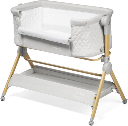 BaeBae Goods 3 in 1 Baby Bassinet with Wheels, Portable Bedside Sleeper for Baby 3 Adjustable Heights & Foam Mattress, Bedside Crib for Newborns & Infants with Storage Basket, Carry Bag Included