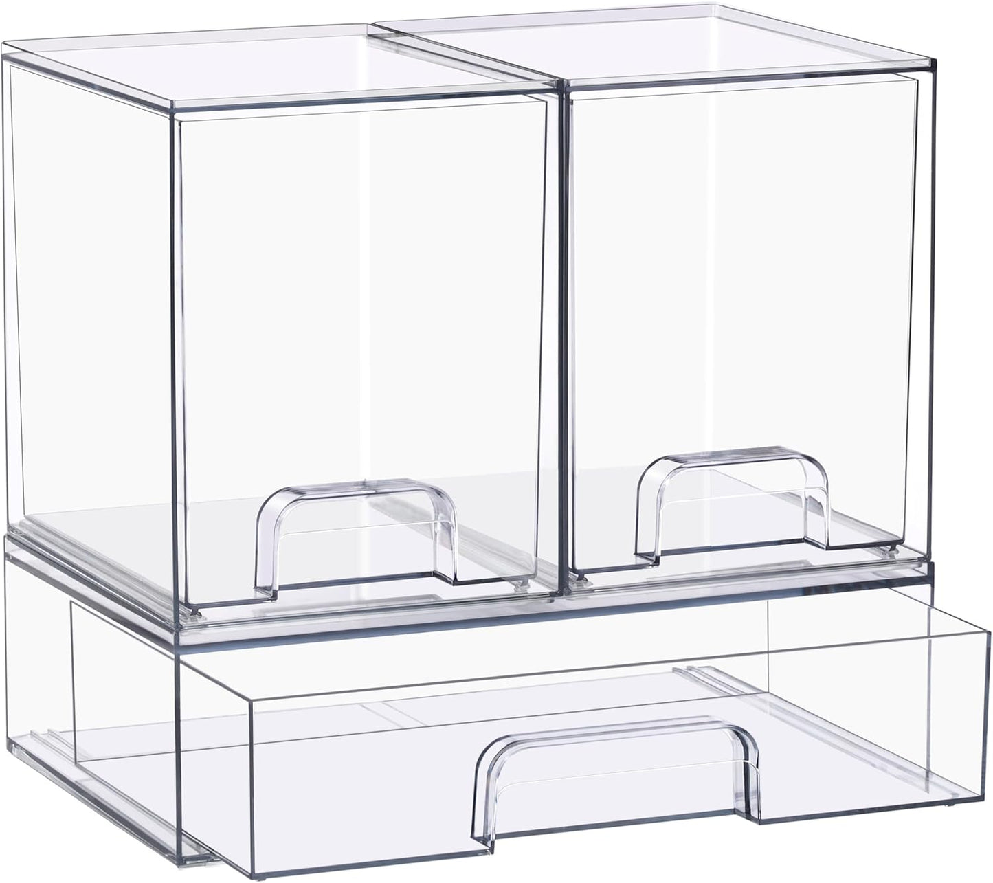 Sorbus Stackable Acrylic Storage Drawers – 2 Small + 2 Tall + 1 Wide – 5 Pack Clear Plastic Organizer Bins for Baby Bottles, Makeup, Bathroom & Vanity, Pull-Out Drawer Design for Kitchen Cabinets