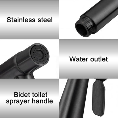Mudder 2 Pieces Bidet Sprayer Head Stainless Steel Bidet Attachment for Toilet Handheld Cloth Bathroom Diaper Sprayer for Kitchen Adjustable Water Pressure Control (Black)