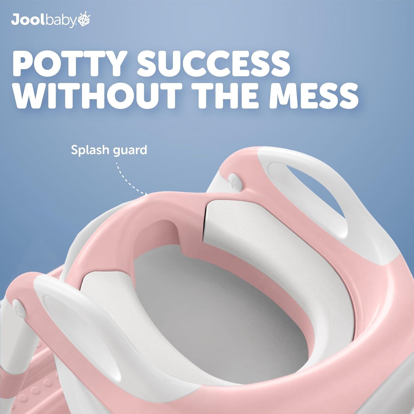 Jool Baby Potty Training Seat with 2 Step Ladder for Toddlers - Splash Guard, Adjustable Height (Gray)