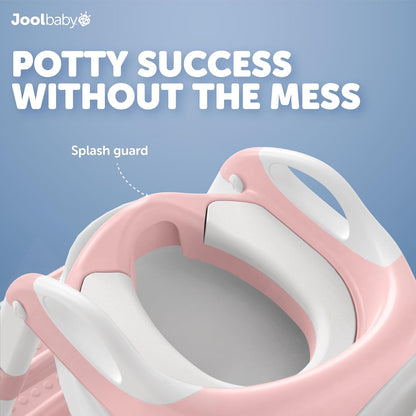 Jool Baby Potty Training Seat with 2 Step Ladder for Toddlers - Splash Guard, Adjustable Height (Gray)