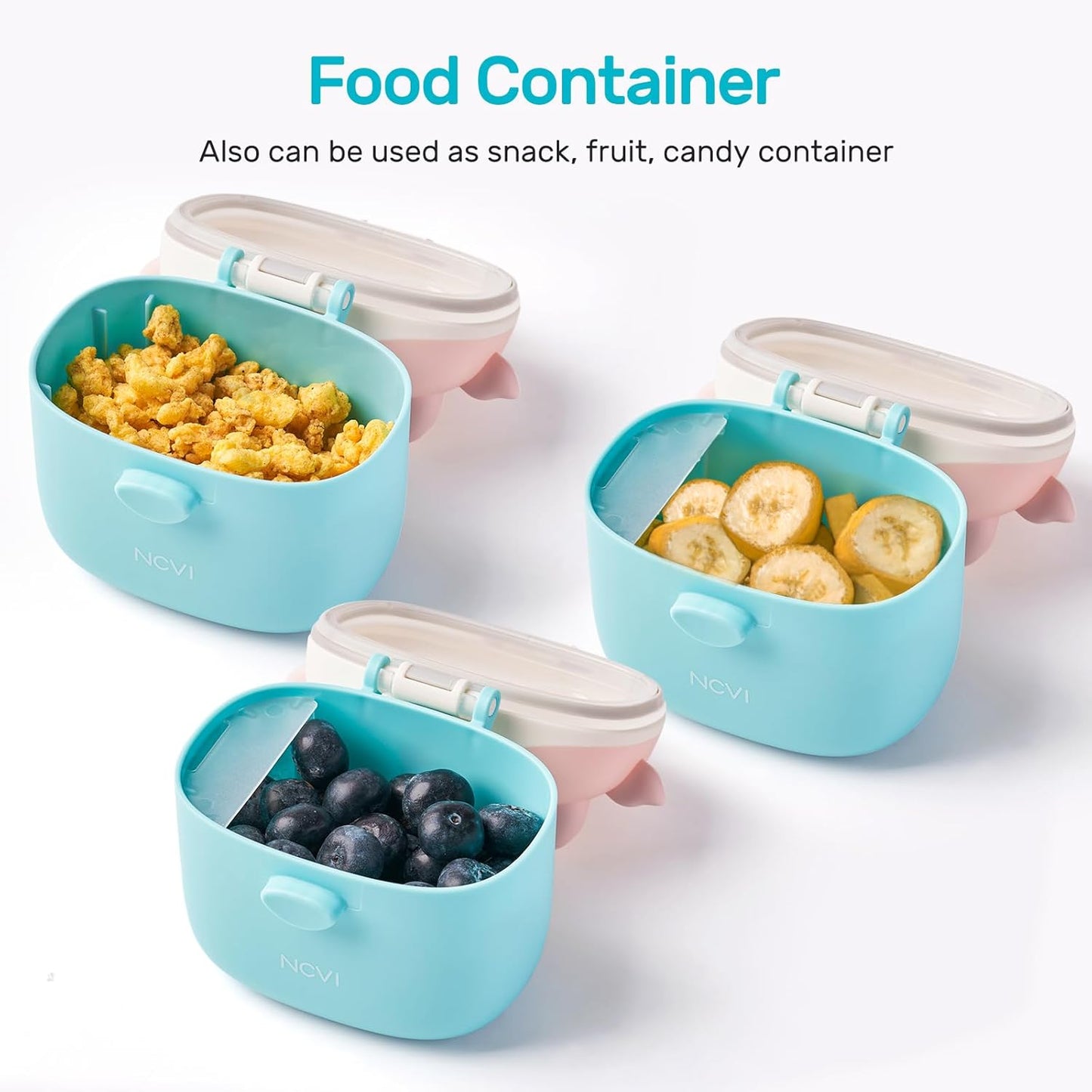 NCVI Baby Formula Dispenser On The Go, Formula Container To Go, Formula Holder for Travel, Outdoor Picnic with Baby Infant, Portable Container for Milk Powder, Snacks, Candy, Fruits (Pink)