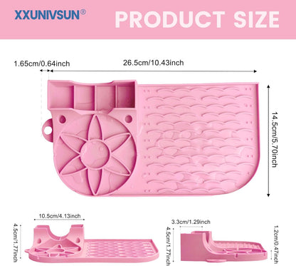 Bottle Drying Rack, Draining Mat for Stanley Tumblers20-40oz, Mugs, Wine Glasses, Compact Portable Cup Dryer Stand for Countertops, Office, RVs & Travel (Crystal Pink)