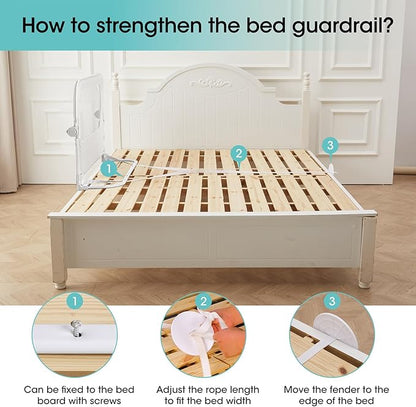 NUTIKAS Baby Bed Rail Guard for Toddlers -47" Toddler Bed Rails for Twin, Full, Queen, King Bunk Size Bed Swing Down Bedrail Extral Tall Child Safety Side Railing Guards for Kids