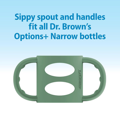 Dr. Brown's Milestones Narrow Sippy Spout Bottle with 100% Silicone, Easy-Grip Handles and Soft Sippy Spout, 8oz/250mL, Light Pink and Ecru, 2-Pack, 6m+
