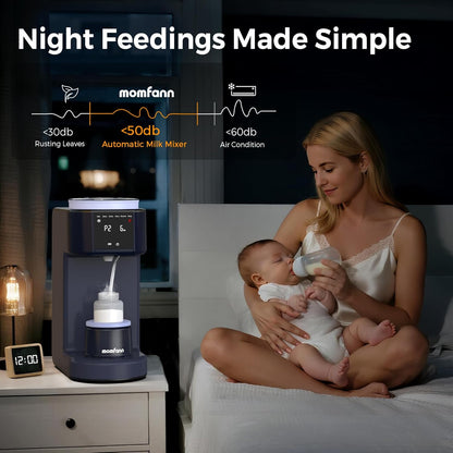 MOMFANN Automatic Baby Formula Maker – Fast Formula Dispenser for Instantly Mixing Warm Bottles with Precise Powder & Water Ratio, 3 Temp Settings, One-Touch Clean, Fits Most Bottles & Formula Brands