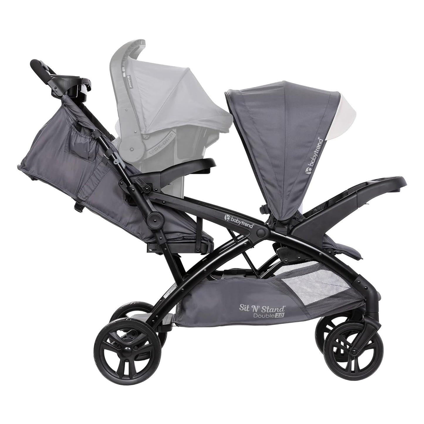 Baby Trend Sit N' Stand Tandem Double Stroller 2.0 DLX and EZ-Lift Plus Car Seat Set with 5 Point Safety Harnesses and Cozy Cover, Modern Khaki
