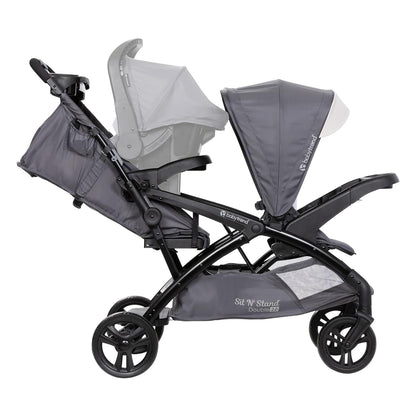 Baby Trend Sit N' Stand Tandem Double Stroller 2.0 DLX and EZ-Lift Plus Car Seat Set with 5 Point Safety Harnesses and Cozy Cover, Modern Khaki
