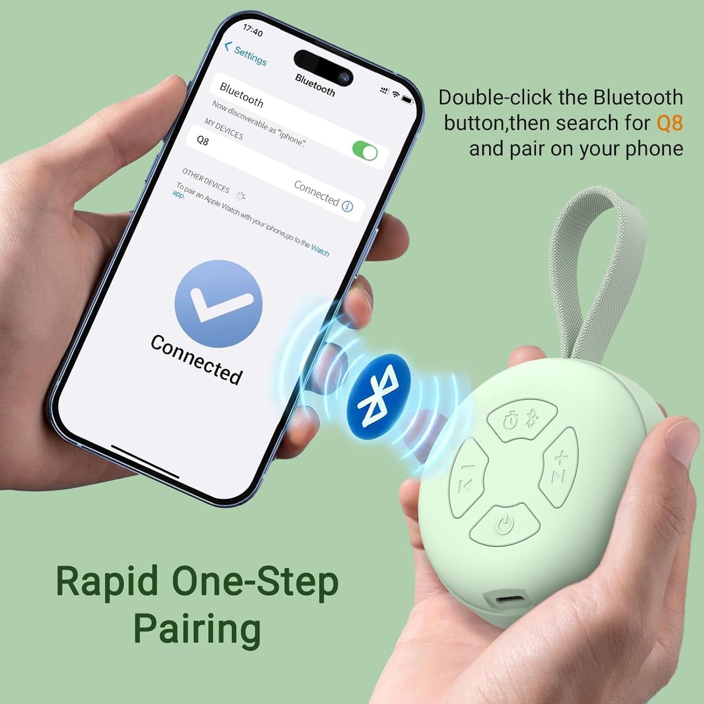 Portable Baby Sound Machine [White Noise for Babies Kids Adults][Supports Bluetooth Audio Playback][Timer Function][12 Soothing Sounds] 15 Hours Battery Life, Travel,Shower,Clips on Baby Stroller
