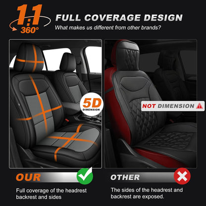 AOMSAZTO Seat Covers for Ford Mustang Coupe 2015 2016 2017 2018 2019 2020 2021 2022 2023 2024 2025 2026, Custom Fit Full Set Faux Leather (New Red)