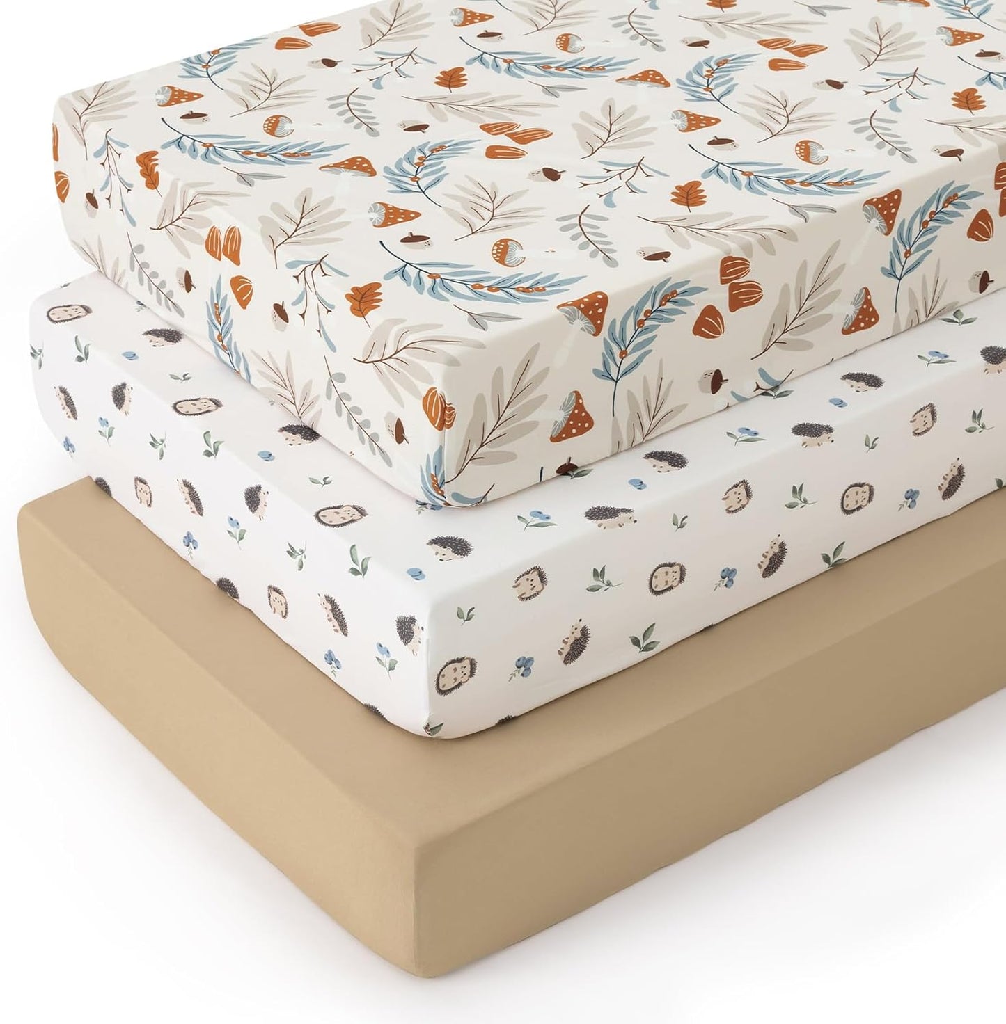 PHF 3 Pack Soft Mini Crib Sheets, Floral & Animal Pack N Play Sheets for Baby Boys Girls, No Slip Universal Fit for Pack N Play, Playard, Portable and Mini Crib Mattresses,Floral & Animal