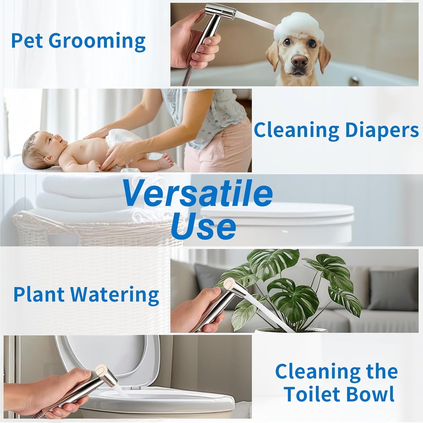 Neween Handheld Toilet Bidet Sprayer for Toilet-Adjustable Water Pressure Control with Bidet Hose for Feminine Wash, Stainless Steel Bidet Faucet Sprayer Kit Cloth Diaper for Baby Wash (Black)