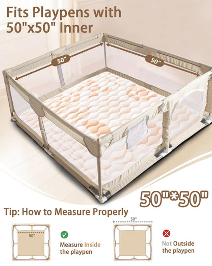 Baby Play Mat, 50x50 Playpen Mat with Super Soft Touch, Activity Mats with Upgraded Anti-Slip Bottom, Machine Washable Crawling Mats for Floor & Picnic (Animal Alphabets)