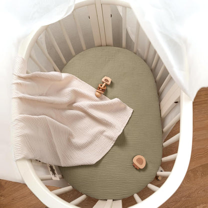 lulumoon Muslin Bassinet Sheets for Baby: Soft Bedside Sleeper Bassinet Fitted Sheets for Boys and Girls