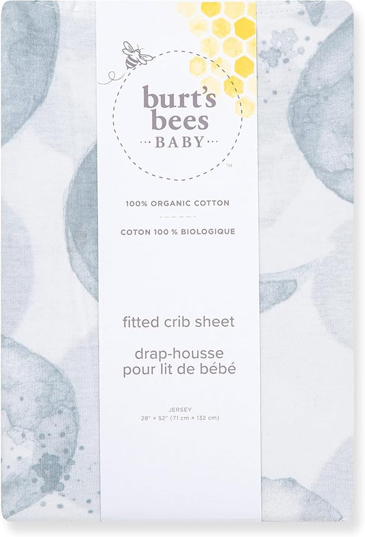 Burt's Bees Baby Essential Organic Cotton Fitted Crib Sheet, Breathable for Boy Girl Standard Crib & Toddler Mattresses