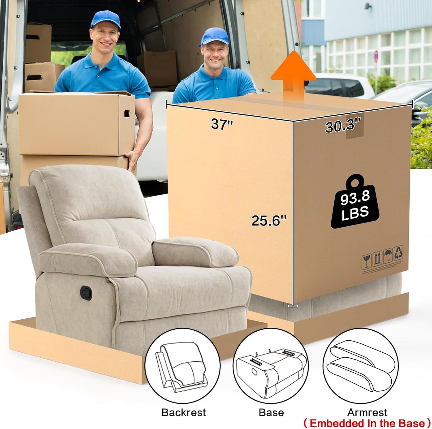 Swivel Rocker Recliner Chair for Adults, High Back Fabric Recliner with Deep Seat, Manual Glider for Living Room & Nursery, Grey