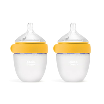 Comotomo Silicone Baby Bottle Gen 2 – 2026 Release (5oz) – True Slow-Flow Nipple for Newborn Feeding (0-3 Months) with Dual Anti Colic Vents for Breast to Bottle Transition, Green (Double Pack)