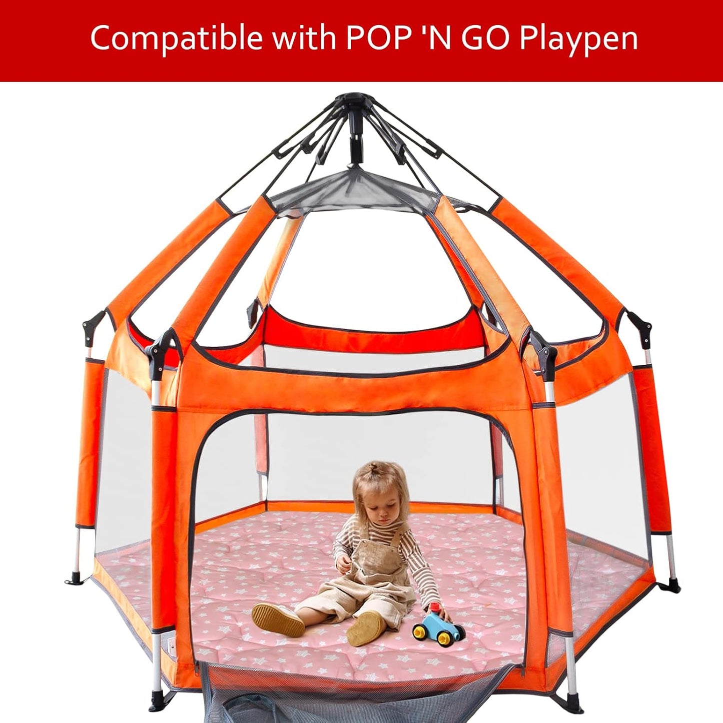 Octagon Playpen Mat Grey, Non Slip 8 Panel Playpen Mattress Mat Fits Regalo Extra Large Play Yard and hiccapop XL 69" Baby Playpen, Grey Star Octagon Playard Pad