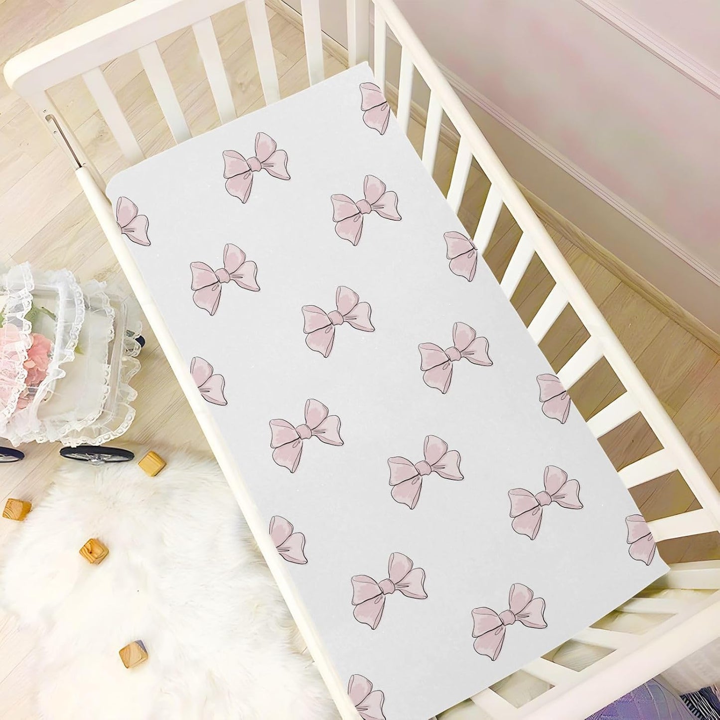 Fall Cute Mushroom Leaves Fitted Crib Sheets Stretchy Portable Playard Sheets for Baby Toddler, Breathable Soft Mini Crib Mattress 52 x 28 in for Boys and Girls