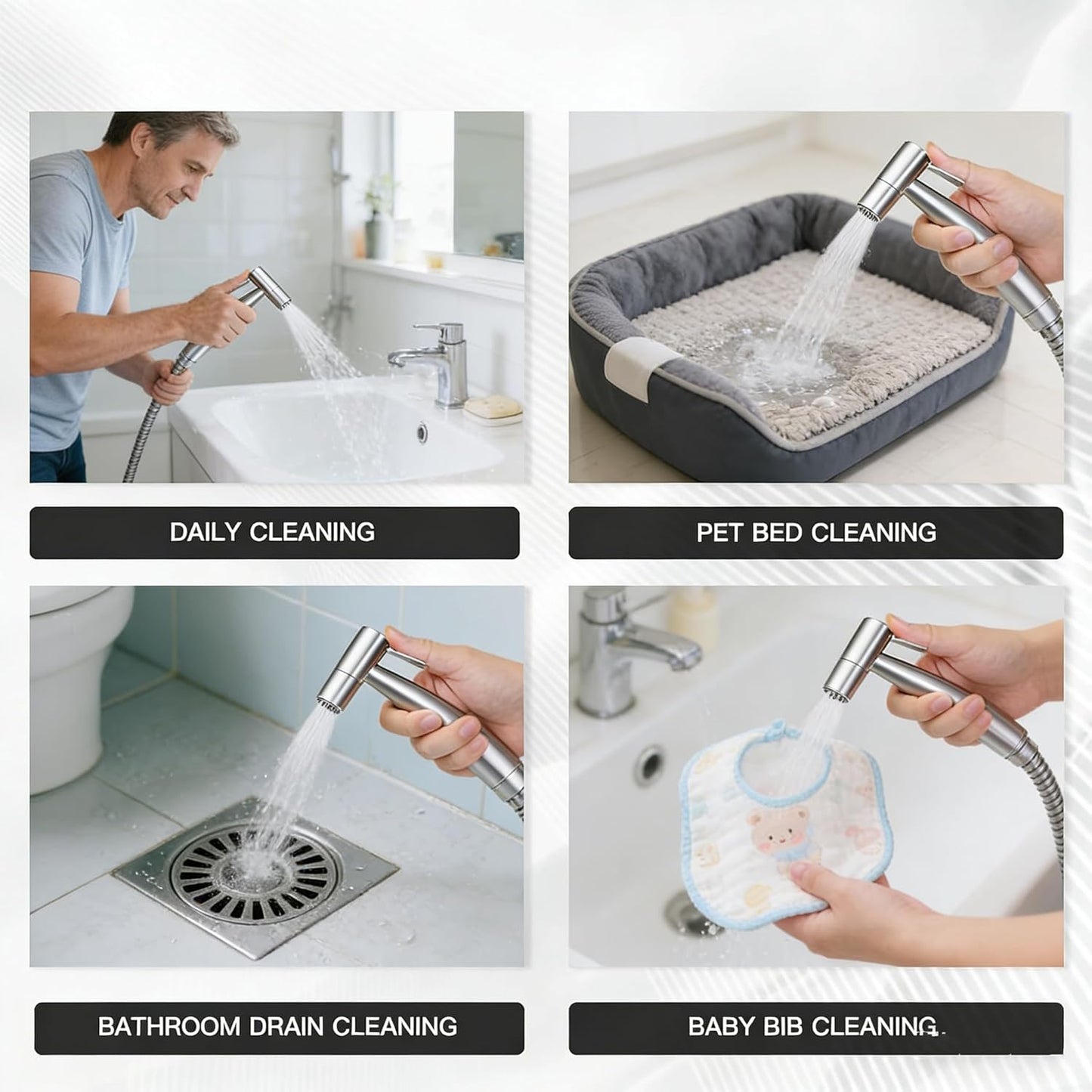 Handheld Bidet Sprayer for Toilet – Adjustable Pressure Stainless Steel Jet Spray Kit– Feminine Wash, Cloth Diaper Cleaner, Pet Shower, Bathroom Cleaner – Easy Tool-Free Installation
