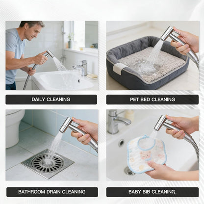 Handheld Bidet Sprayer for Toilet – Adjustable Pressure Stainless Steel Jet Spray Kit– Feminine Wash, Cloth Diaper Cleaner, Pet Shower, Bathroom Cleaner – Easy Tool-Free Installation