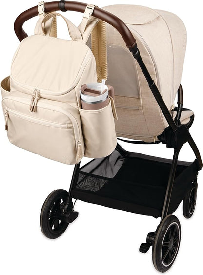 Skip Hop Diaper Bag Backpack with Portable Changing Pad Adjustable Pocket for 30 oz. Tumblers 9 Total Pockets Insulated Packing Cubes Luggage Sleeve & Stroller Straps Fits a 14” Laptop Forma Next Oat
