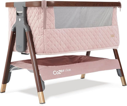 Tutti Bambini CoZee® Luxe Bedside Bassinet & Sleeper - Baby Bassinets Bedside Sleeper, Portable Crib & Adjustable Crib for Newborns, Travel Case, Must-Have Baby Essentials, 0-6 Months (Walnut/Blush)