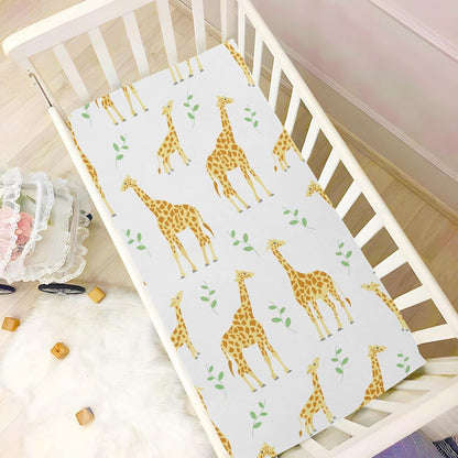 Fall Cute Mushroom Leaves Fitted Crib Sheets Stretchy Portable Playard Sheets for Baby Toddler, Breathable Soft Mini Crib Mattress 52 x 28 in for Boys and Girls