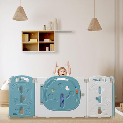 LulliSpace Baby Playpen,Foldable Playpen for Babies and Toddlers,Kids Activity Centre Safety Play Yard,Safety Gates for Indoor&Outdoor,Toddler Fence Play Area,Portable, Educational, 14 Panels
