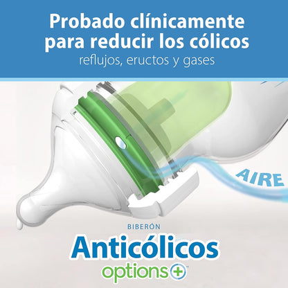 Dr. Brown’s Natural Flow® Anti-Colic Options+™ Wide-Neck Baby Bottles 5 oz/150 mL, with Level 1 Slow Flow Nipple, 4 Pack, 0m+