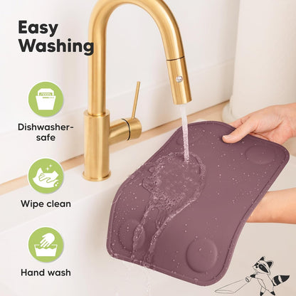 KeaBabies 2pk Silicone Placemats for Toddlers, Kids - 12x9 Non Slip Suction Baby Silicone Placemat for Restaurants, Dining Table,Travel, Easy to Clean, Food Grade/BPA-Free,Small Baby Table Mat(Slate)