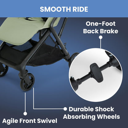 Delta Children Icon Ultra Compact Travel Stroller - Greenguard Gold Certified, Black