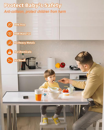 Edge Protector for Baby Proofing, 6.6FT 0.67’’Th L-Shape Air Buffering Soft NBR Rubber Foam Furniture Edge Bumper Guards with 6 Corners, Pre-Taped, Thick Table Bumper Guard for Babies (Grey)
