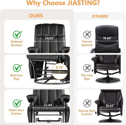 JIASTING 360° Swivel Recliner Chair with Ottoman & Double Side Pockets, Nursing Glider Rocking Recliner Chair, Gliding Chairs for Nursery, Living Room, Bedroom, Office (Gray)