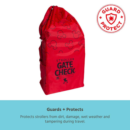 J.L. Childress Gate Check Bag for Single & Some Double Strollers - Travel Bag for Airplane, Fits Most Standard Baby Strollers, Airport Accessories for Gate Check, Flying Essentials - Red