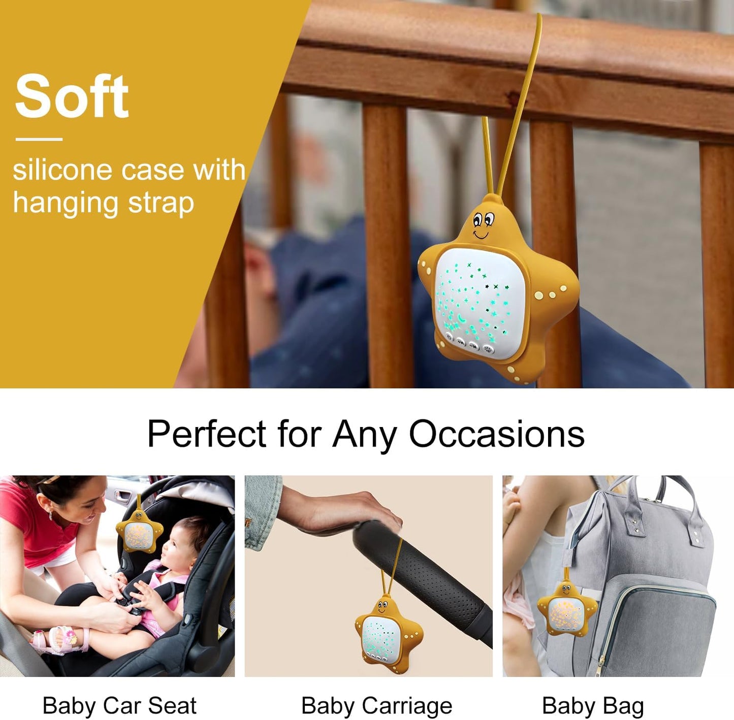 Portable White Noise Machine for Baby | Sleep Aid Music Lullaby Sound Machine with Star Projector for Nursery, Home, Travel | Gift for Infants, Toddlers, Kids